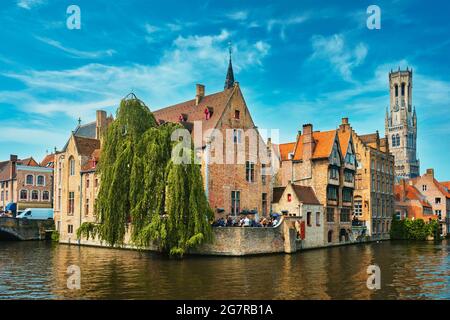 Famosa vista di Bruges, Belgio Foto Stock