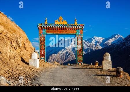 Porte di Ki gompa, Valle di Spiti, Himachal Pradesh Foto Stock