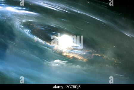 Protoplanetary disk. Nuovo sistema planetario, 3d illustrazione Foto Stock