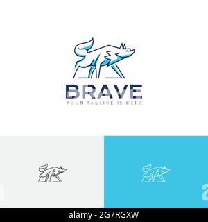 Brave Beast Alpha Wolf Wild Wildlife Logo Illustrazione Vettoriale