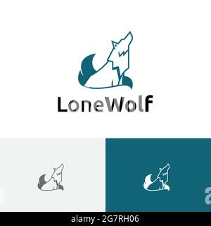 Logo Lone Wolf Howling Jungle Nature Wildlife Illustrazione Vettoriale