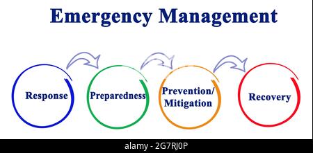 Componenti del processo di gestione delle emergenze Foto Stock