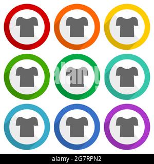 Icone vettoriali per camicia, set di pulsanti colorati dal design piatto per applicazioni di webdesign e mobili Illustrazione Vettoriale
