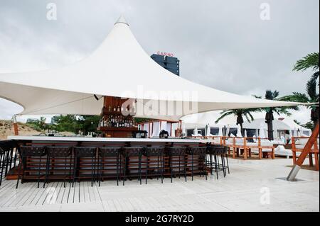 Luogo ideale per rilassarsi a Sunny Beach sul Mar Nero in Bulgaria. Vacanze estive vacanze di viaggio. Foto Stock