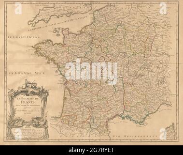 "Le Royaume de France divisé… Gouvernemens généraux' Province VAUGONDY 1750 mappa Foto Stock
