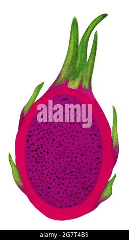 Dragonfruit rosso con polpa viola isolata Foto Stock