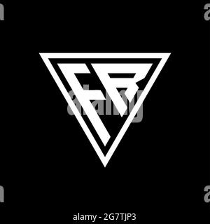 Monogramma del logo FR con forma a tigli isolata su sfondo nero icona vettoriale geometrica Illustrazione Vettoriale