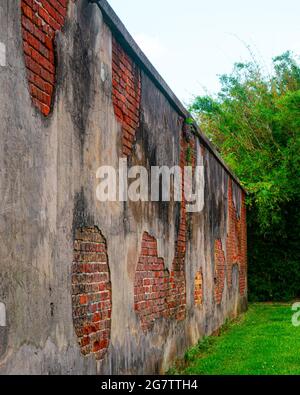Vecchio muro di mattoni a Baton Rouge Foto Stock