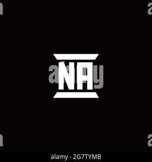 Monogramma lettera iniziale logo NA con sagoma a forma di colonna isolata su sfondo nero Illustrazione Vettoriale