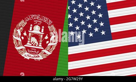 Stati Uniti d'America e Afghanistan due Half Flags insieme tessile illustrazione Foto Stock