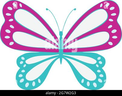 Farfalla colorata , illustrazione vettoriale, icona. Farfalla con ali aperte, vista dall'alto Illustrazione Vettoriale