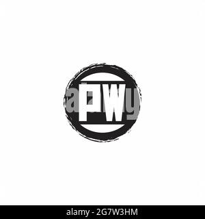 Logo PW Monogramma Letter iniziale con modello di disegno a forma di cerchio astrac isolato su sfondo bianco Illustrazione Vettoriale