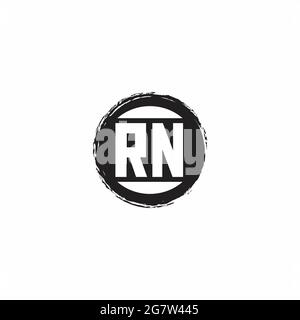 Monogramma lettera iniziale logo RN con modello di disegno a forma di cerchio astrac isolato su sfondo bianco Illustrazione Vettoriale