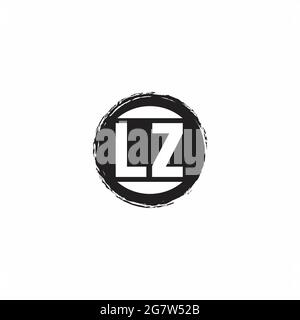 LZ Logo Initial Letter Monogramma con modello di disegno a forma di cerchio astrac isolato su sfondo bianco Illustrazione Vettoriale