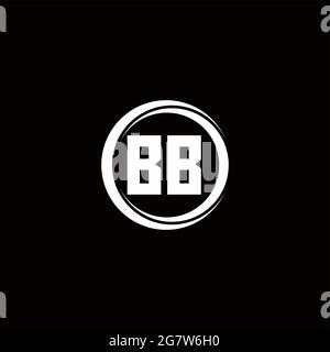 Monogramma lettera iniziale logo BB con modello di disegno arrotondato a sezione circolare isolato su sfondo nero Illustrazione Vettoriale