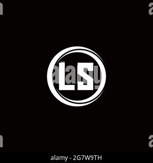 Monogramma lettera iniziale logo LS con modello di design arrotondato a sezione circolare isolato su sfondo nero Illustrazione Vettoriale