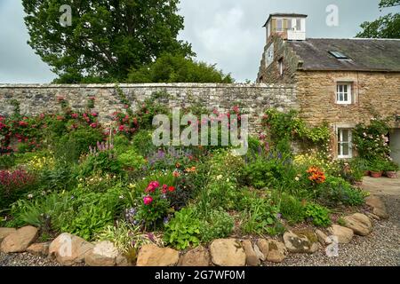 Splendido confine erbaceo vicino al Clock House Cottage a Mellerstain House vicino a Gordon, ai confini scozzesi Foto Stock