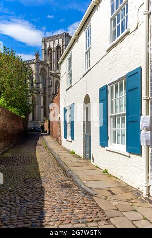 York Minster di Chapter House Street, York, Yorkshire, Inghilterra, Regno Unito. Foto Stock