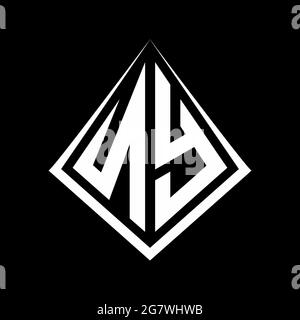 NY logo lettere monogramma con prisma forma modello vettore icona moderna Illustrazione Vettoriale