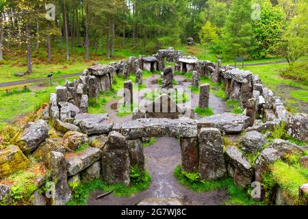 Il Tempio di Druid, una follia costruita alla fine del 1700 o all'inizio del 1800 da William Danby. Vicino a Masham, Yorkshire, Inghilterra, Regno Unito. Foto Stock