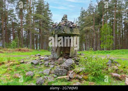 Struttura in pietra al tempio di Druid, una follia costruita tra la fine del 1700 e l'inizio del 1800 da William Danby. Vicino a Masham, Yorkshire, Inghilterra, Regno Unito. Foto Stock