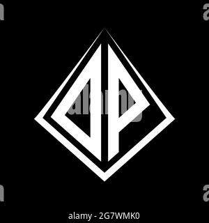 OP logo lettere monogramma con prisma forma modello vettore icona moderna Illustrazione Vettoriale