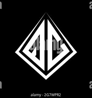 Monogramma delle lettere del logo QC con il modello di forma prisma icona vettoriale moderna Illustrazione Vettoriale