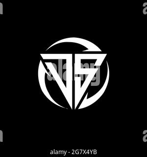 Logo DS con forma triangolare e modello di design arrotondato circolare isolato su sfondo nero Illustrazione Vettoriale