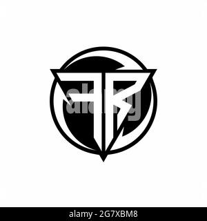 Logo FR con forma triangolare e modello rotondo isolato su sfondo bianco Illustrazione Vettoriale
