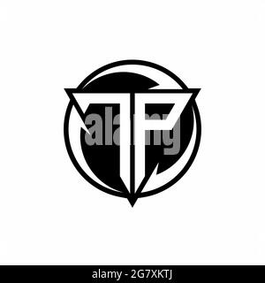 Logo TP con forma triangolare e modello di design arrotondato circolare isolato su sfondo bianco Illustrazione Vettoriale