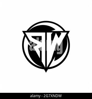Logo RW con forma triangolare e modello rotondo isolato su sfondo bianco Illustrazione Vettoriale