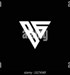 Monogramma BG con logo a forma di triangolo isolato su sfondo nero Illustrazione Vettoriale