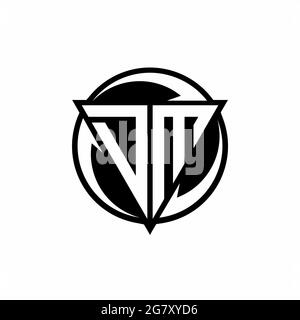 Logo DM con forma triangolare e modello circolare arrotondato isolato su sfondo bianco Illustrazione Vettoriale