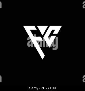 Monogramma FC con logo a forma di triangolo isolato su sfondo nero Illustrazione Vettoriale