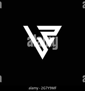 Monogramma con logo LZ con modello a forma di triangolo isolato su sfondo nero Illustrazione Vettoriale