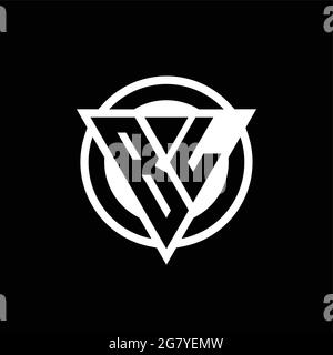 Logo BL con forma a triangolo con spazio negativo e modello di design arrotondato con cerchio isolato su sfondo nero Illustrazione Vettoriale