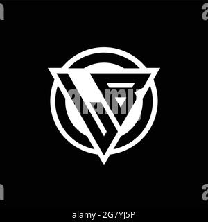 LOGO LB con forma a triangolo con spazio negativo e modello di design arrotondato con cerchio isolato su sfondo nero Illustrazione Vettoriale