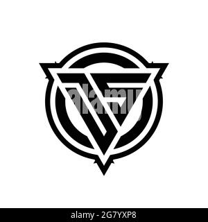 Logo DS con forma triangolare e cerchio con sagoma arrotondata isolato su sfondo bianco Illustrazione Vettoriale