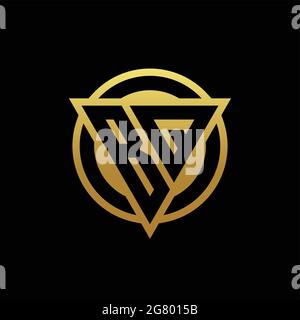 Monogramma CON logo BQ con forma triangolare e cerchio arrotondato isolato su colori oro e modello di disegno sfondo nero Illustrazione Vettoriale