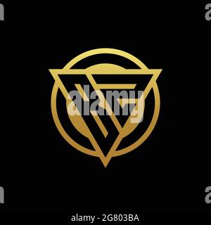 Monogramma con logo BZ con forma triangolare e forma circolare arrotondata, isolato sui colori oro e modello di disegno sfondo nero Illustrazione Vettoriale