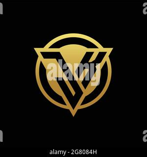 Monogramma con logo JK con forma triangolare e forma circolare arrotondata, isolato sui colori oro e modello di disegno sfondo nero Illustrazione Vettoriale