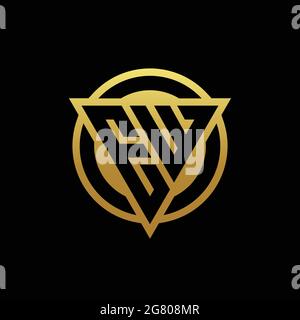 Monogramma con logo EW con forma triangolare e forma circolare arrotondata, isolato sui colori oro e modello di design sfondo nero Illustrazione Vettoriale