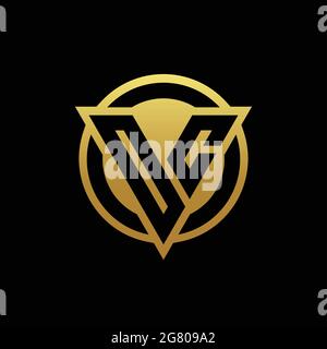 Monogramma con logo OC con forma triangolare e cerchio arrotondato isolato su colori oro e modello di sfondo nero Illustrazione Vettoriale
