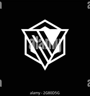 Monogramma con logo AV con combinazione di forma triangolare ed esagonale isolata sul retro e colori bianchi Illustrazione Vettoriale