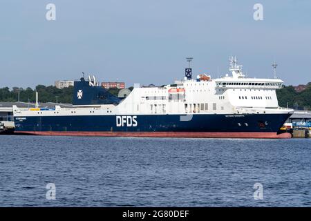 Traghetto DFDS VICTORIA SEAWAYS nel porto di Kiel sulla rotta Kiel-Klaipeda Foto Stock