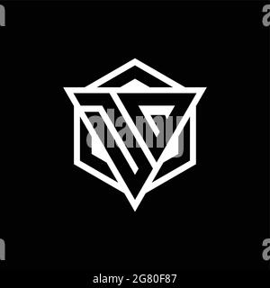 Monogramma con logo DQ con combinazione di forma triangolare ed esagonale isolata sul retro e colore bianco Illustrazione Vettoriale