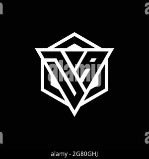 Monogramma con logo DA con combinazione di forma triangolare ed esagonale isolata sul retro e colori bianchi Illustrazione Vettoriale
