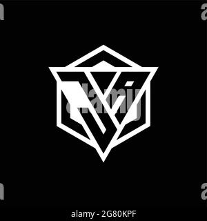 Monogramma con logo JA con combinazione di forma triangolare ed esagonale isolato sul retro e colori bianchi Illustrazione Vettoriale