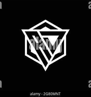 Monogramma CON logo CON combinazione di forma triangolare ed esagonale isolato sul retro e colori bianchi Illustrazione Vettoriale