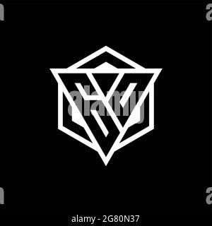 LOGO GO monogramma con combinazione di forma triangolare ed esagonale isolata sul retro e colori bianchi Illustrazione Vettoriale